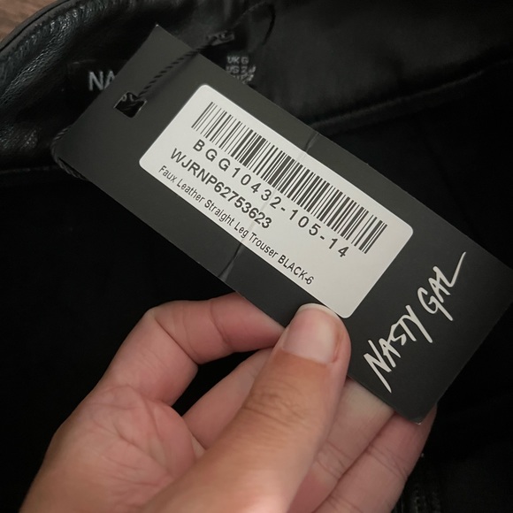 Nasty Gal Faux Leather Straight Leg Pants - Picture 4 of 7